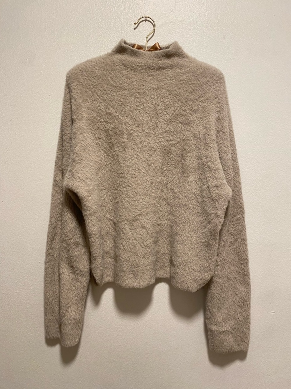 Abercrombie & Fitch Plush Mock Neck Sweater in Light Tan. Minimalistic. Neutral.